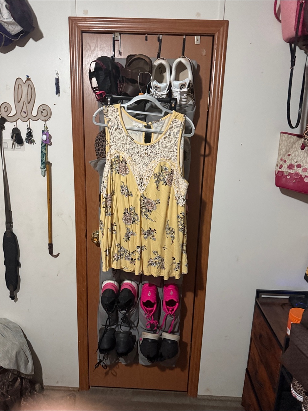 Maurices Yellow Floral Lace Yoke Tank